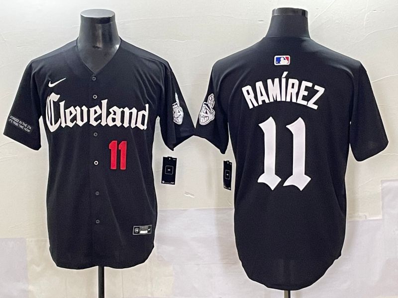 Men 2025 Cleveland Indians #11 Ramirez Black Five generations Joint Name Nike MLB Jersey style 3->cleveland indians->MLB Jersey